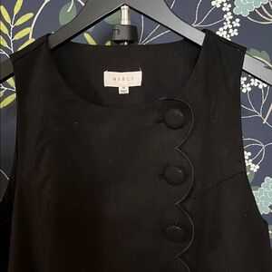 MARBLE Black Sleeveless Linen Dress with Button Accents & Pockets Size M